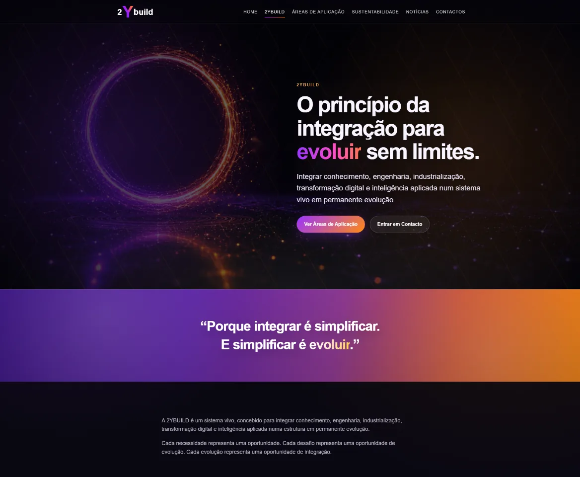 Captura real do website 2YBUILD, exemplo do Plano Evolution