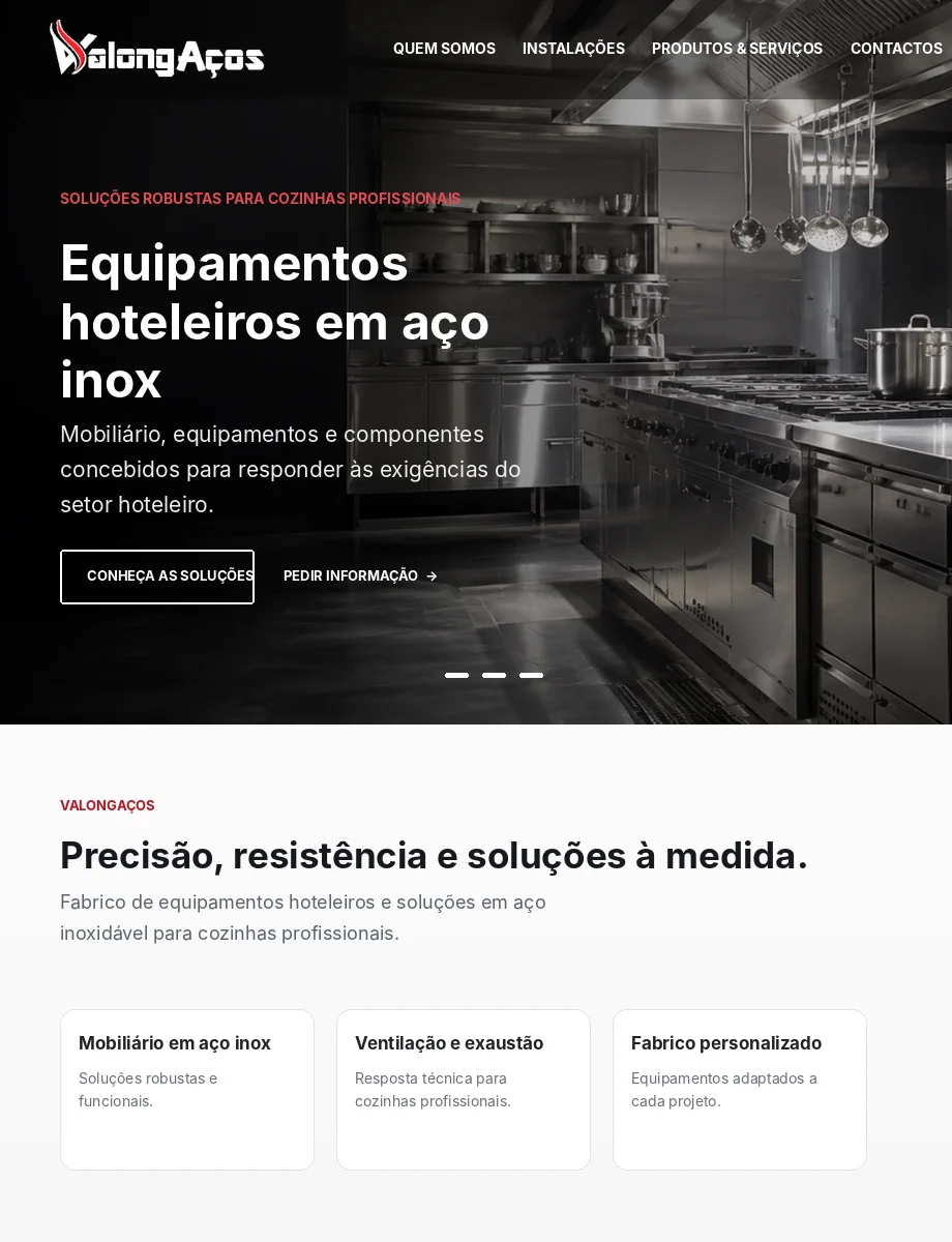 Pré-visualização do website Valongaços