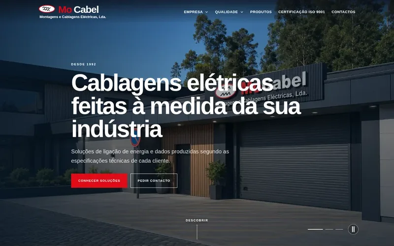Página inicial do website Mocabel